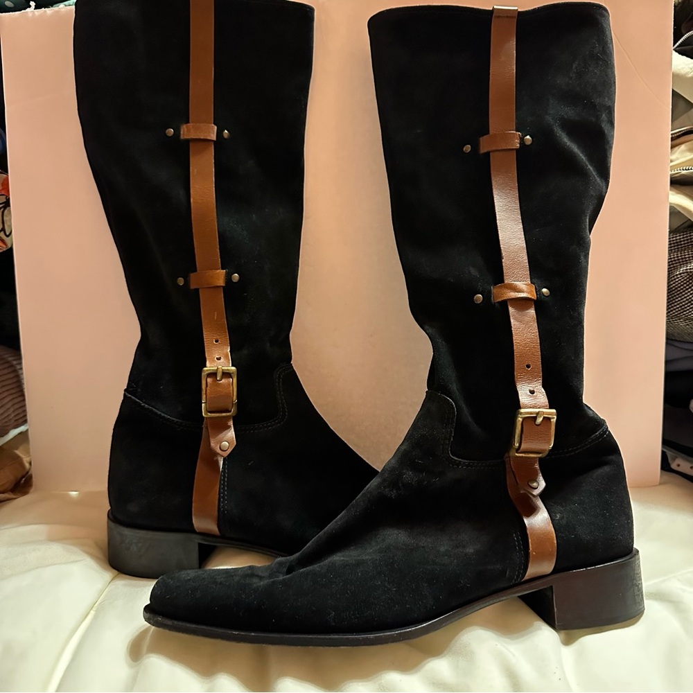 Mario Luca Giusti Black Italian leather & suede feel boots